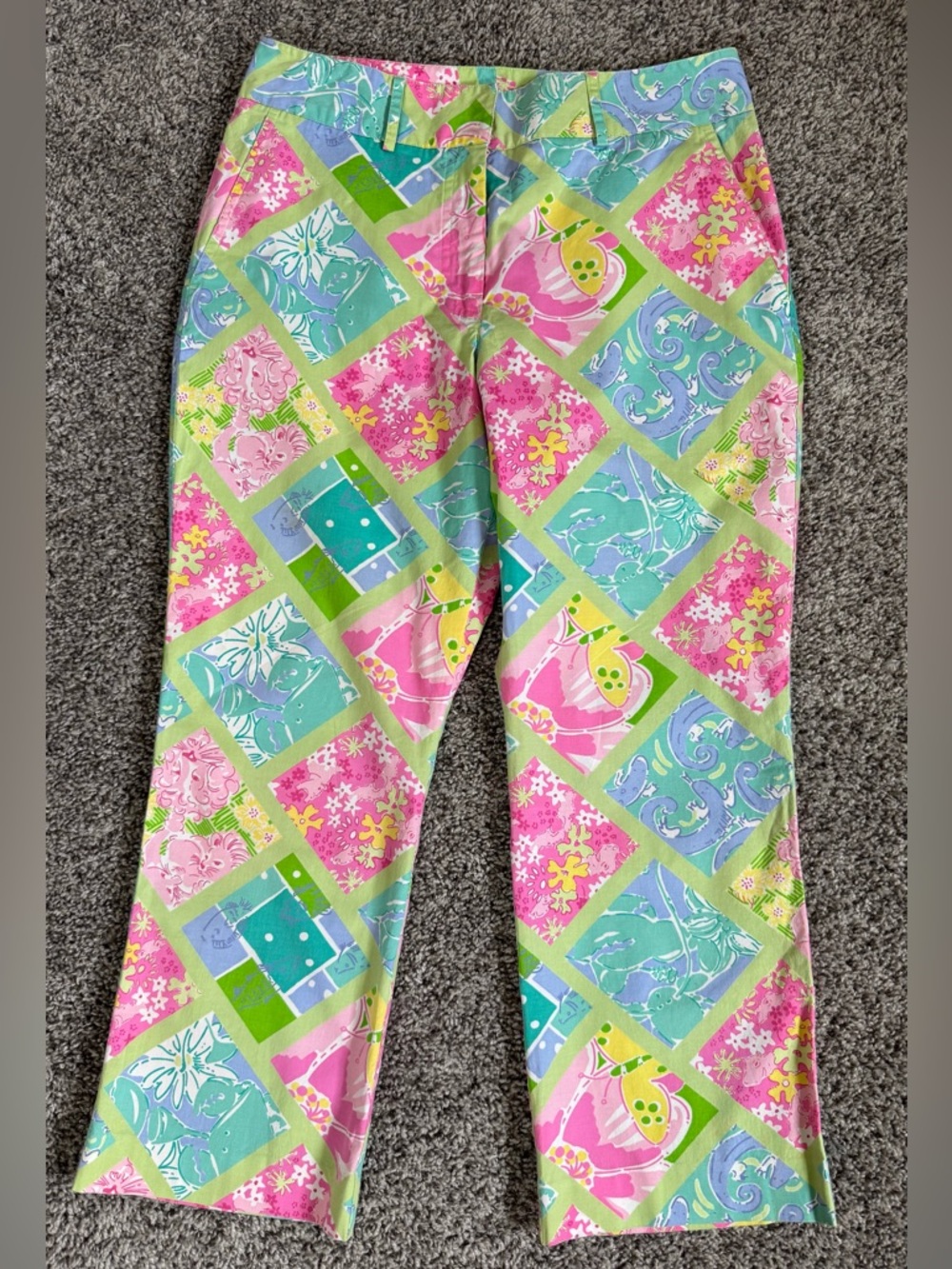 Lilly Pulitzer Multicolor Pink Green Blue Floral Patchwork Pants